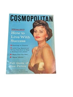 Cosmopolitan 1958 Feb Sophia Loren Cover Vintage Magazine Mid Century Ads